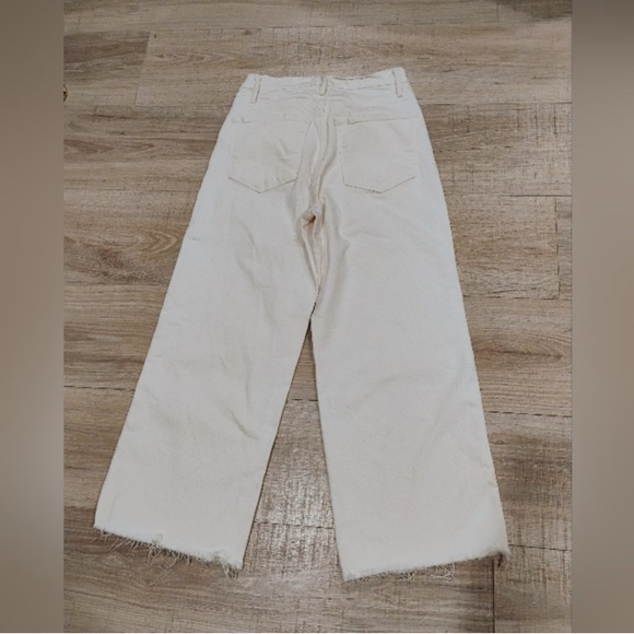 Frame Denim Cream Wide-Leg Crop Pants - Picture 5 of 5